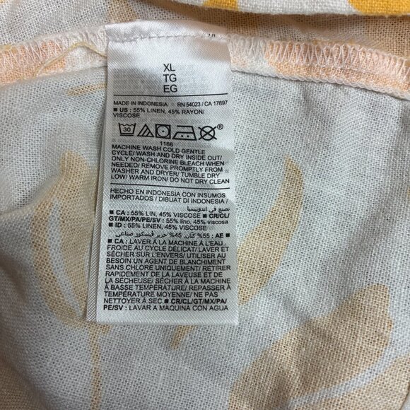 Old Navy Women's Butter Yellow & White Floral Linen Blend XL Dress Tie Shoulder - Picture 5 of 6